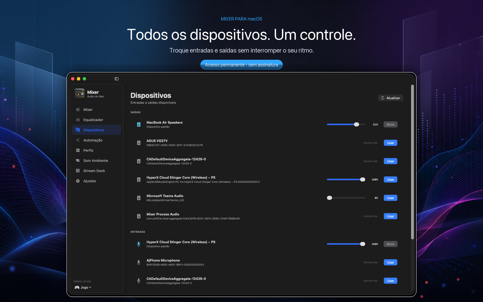 Gerenciador de dispositivos de áudio